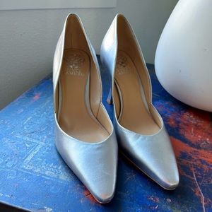 Silver High Heels. Only worn twice. Comfortable heels